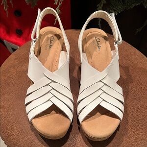 Clarks Women's White Wedge Sandals